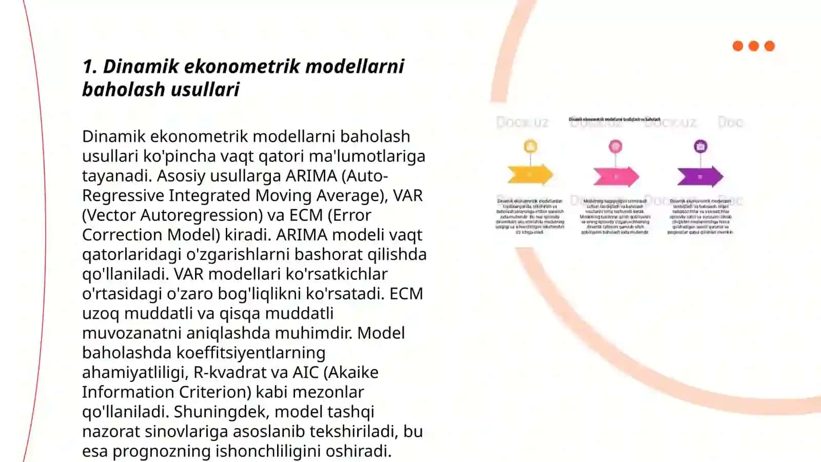Dinamik ekonometrik modellarni baholash usullari 3