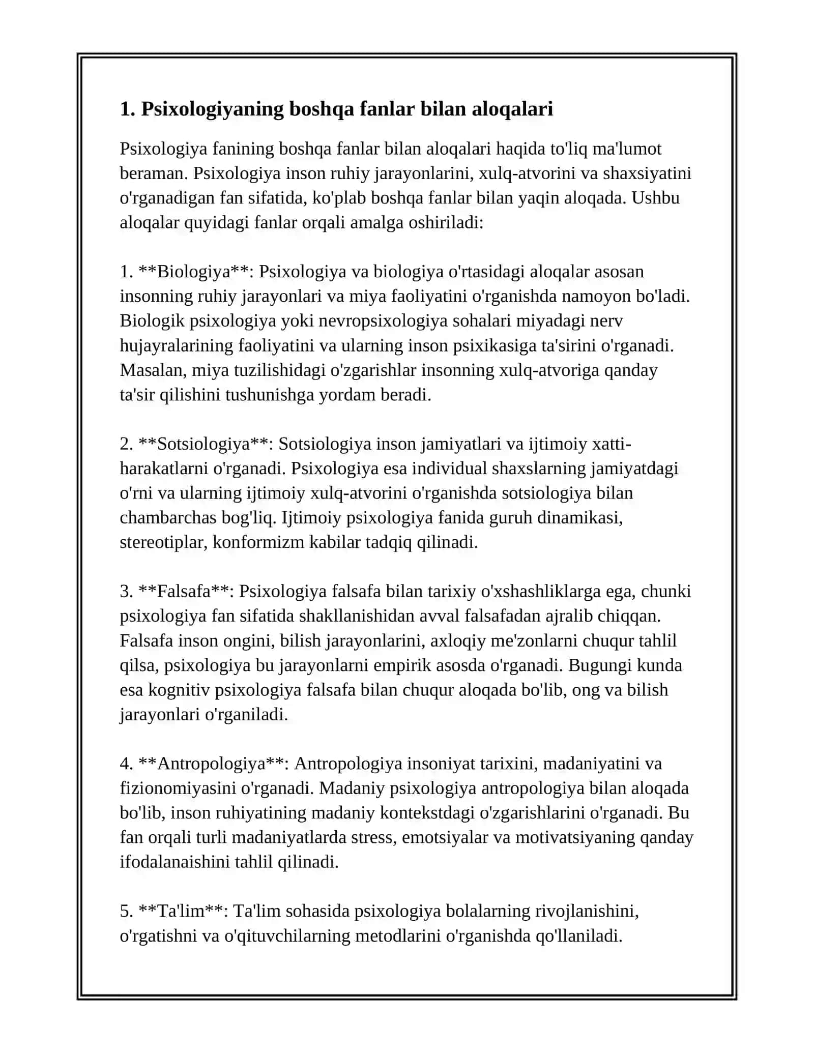 PSIXOLOGIYANING FANLAR TIZIMIDA TUTGAN BOʻRNI 3