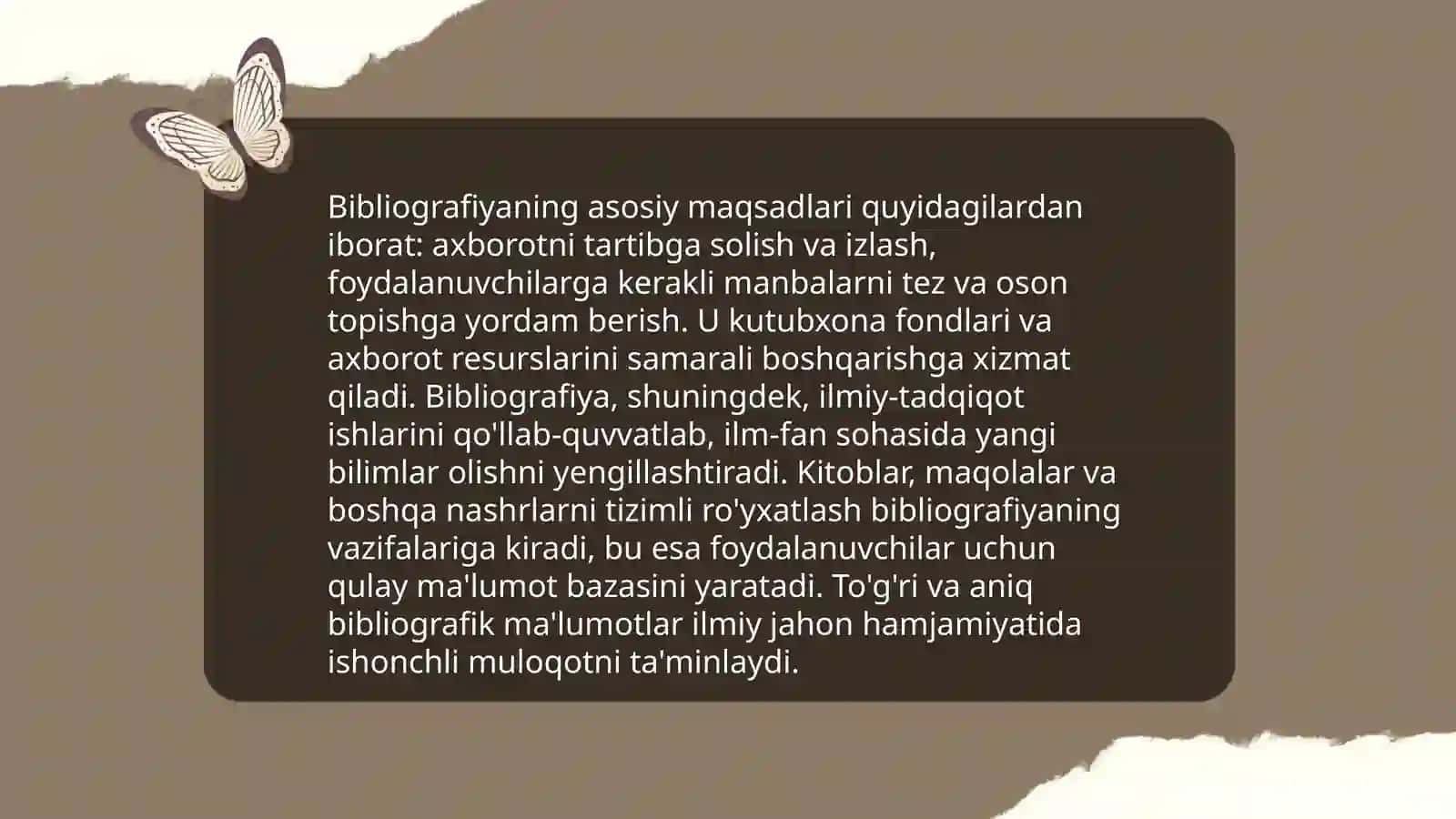 Bibliografiya fanining maqsad va vazifalari 3