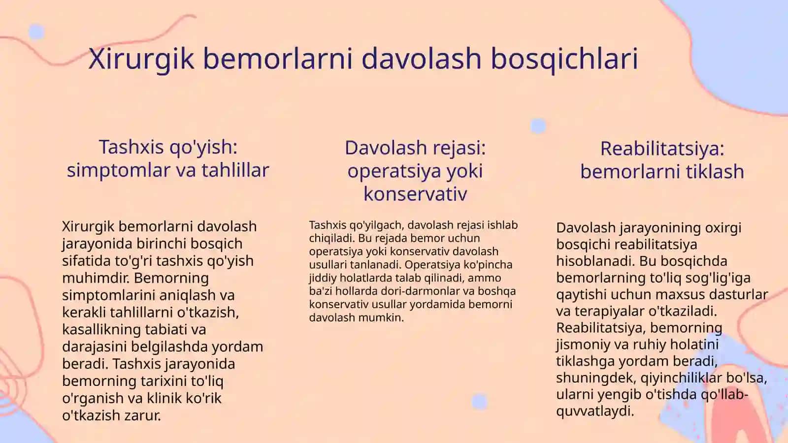 Xirurgik bemorlarni davolash bosqichlari 3