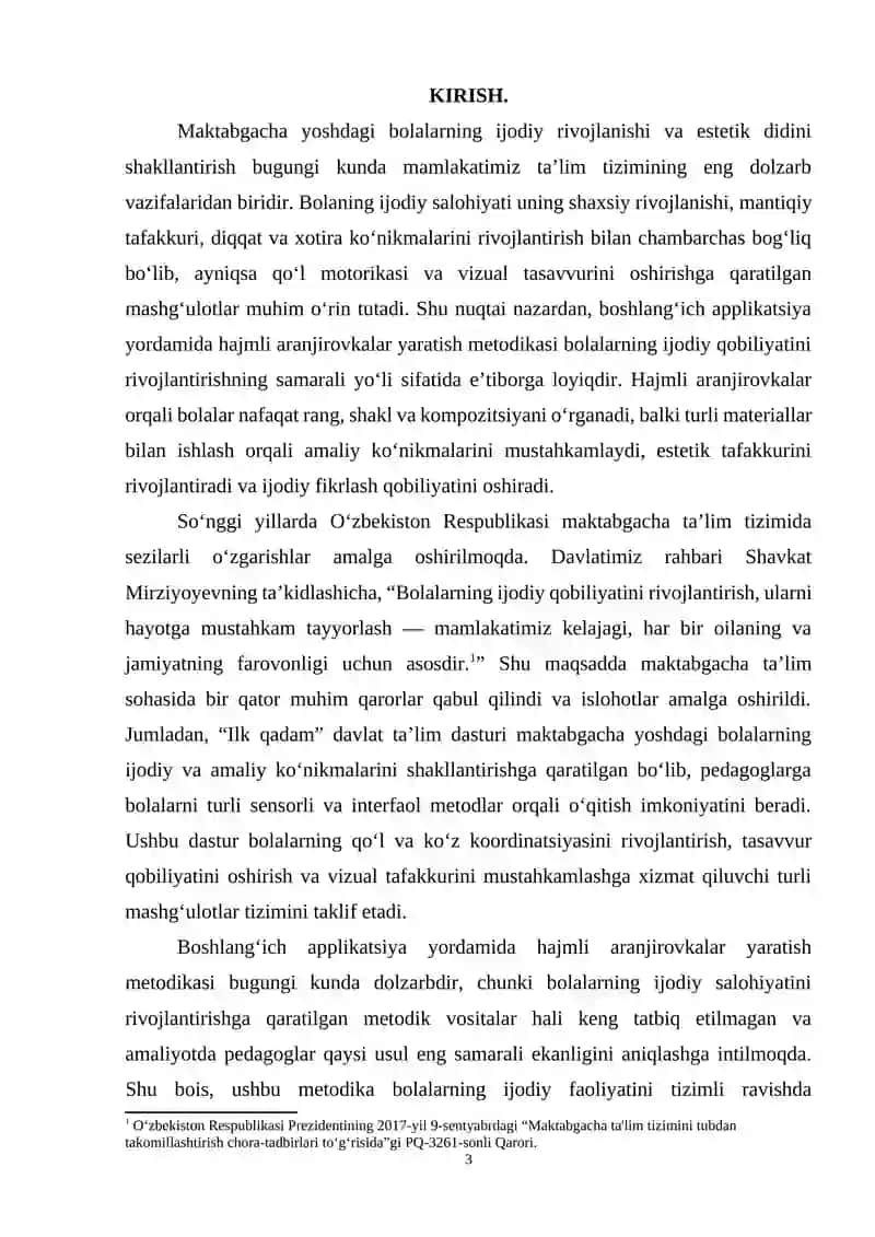 Maktabgacha yoshdagi bolalarni boshlang'ich applikatsiya hajmli aranjirovkalar yaratish metodikasi 3