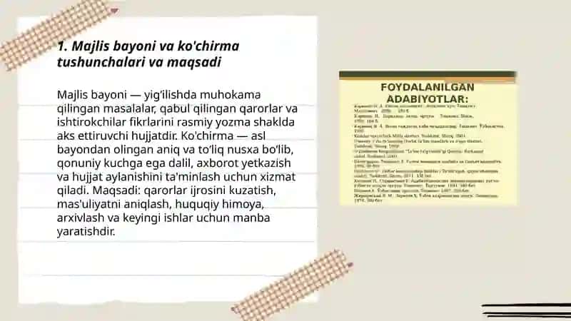 Majlis bayoni va bayonidan ko'chirmaning tuzilishi 3