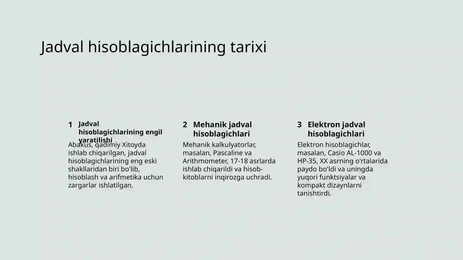 Jadval hisoblagichlari 3