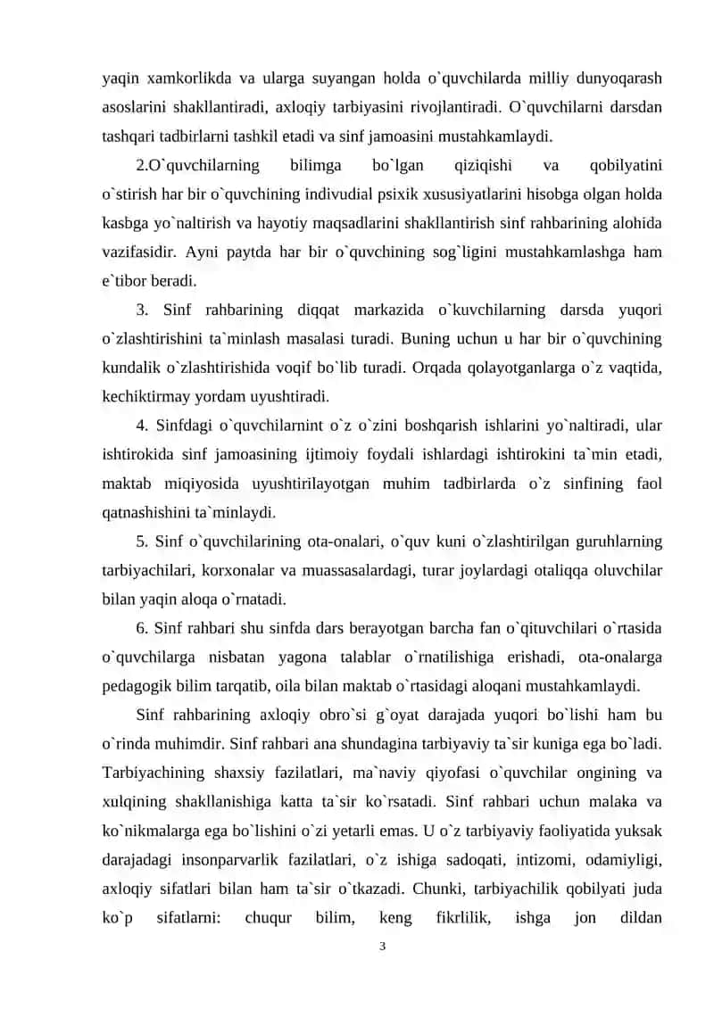 SINF RAHBARINING O’QUVCHI OTA-ONALARI BILAN OLIB BORILADIGAN SHAXSIY ISHLARI 3