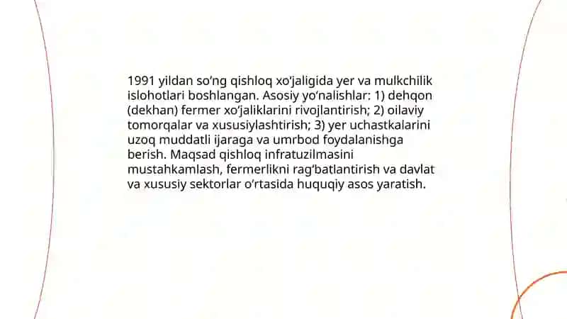 Mustaqillik yillarida qishloq xoʻjaligi va sanoat sohasidagi oʻzgarishlar 3