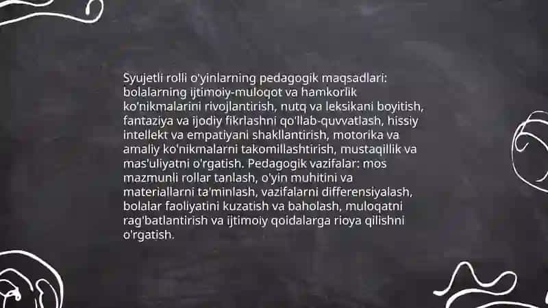 MAKTABGACHA YOSHDAGI BOLALAR UCHUN SYUJETLI ROLLI O'YINLARNI LOYIHALASHTIRISH 3