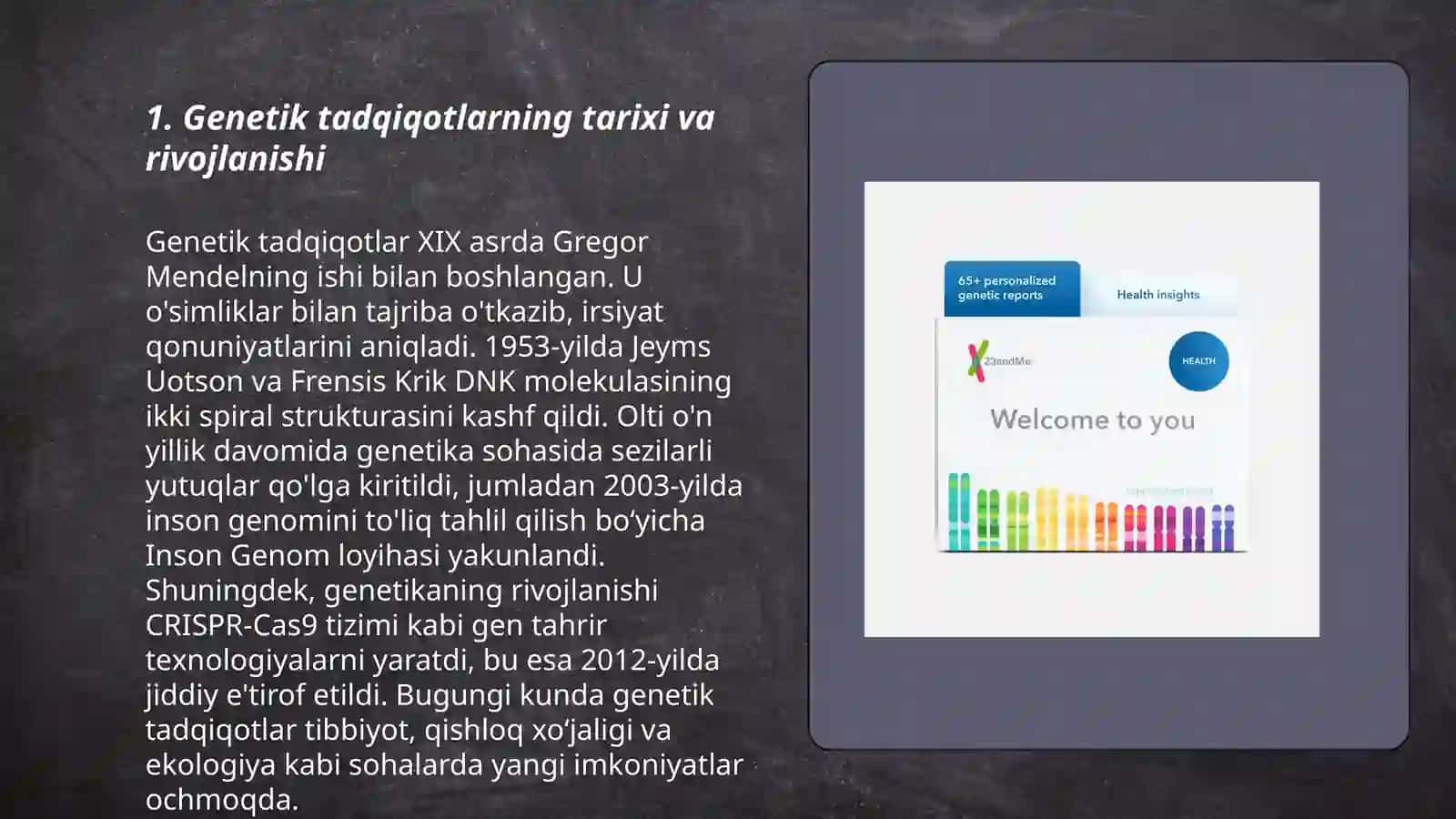 Òzbekistonda genetik tadqiqotlarning yo'lga qo‘yilishi 3