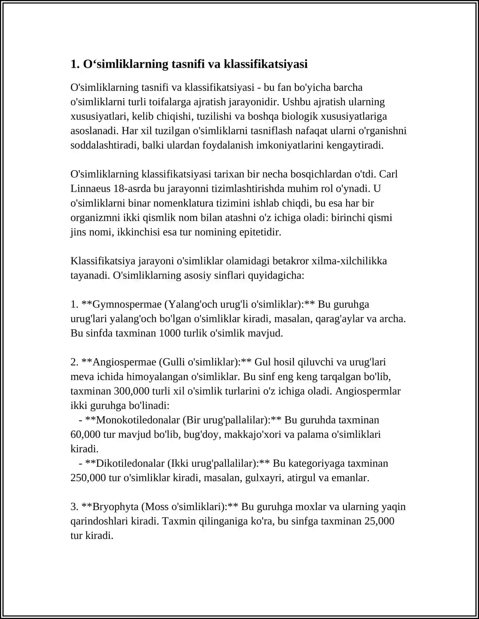O'simliklar tasnifi va klassifikatsiyasi 3