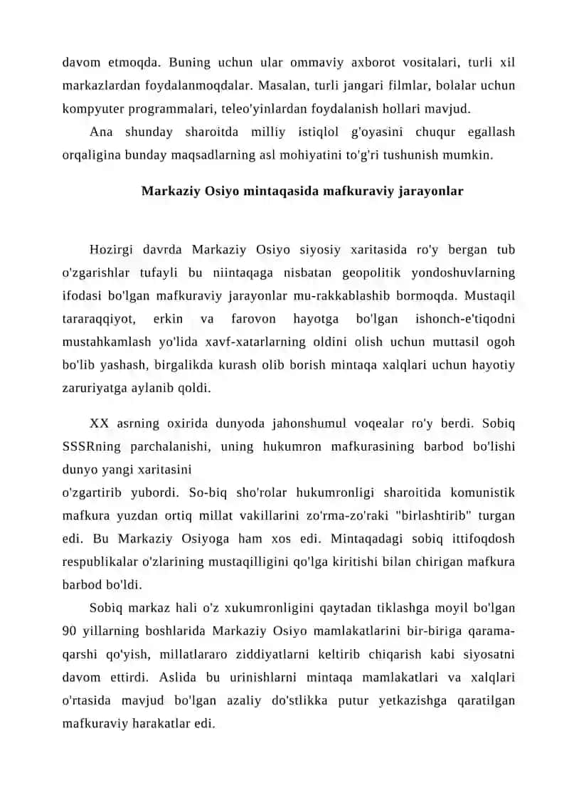 MARKAZIY OSIYO: GEOSIYOSAT VA MAFKURAVIY JARAYONLAR 3