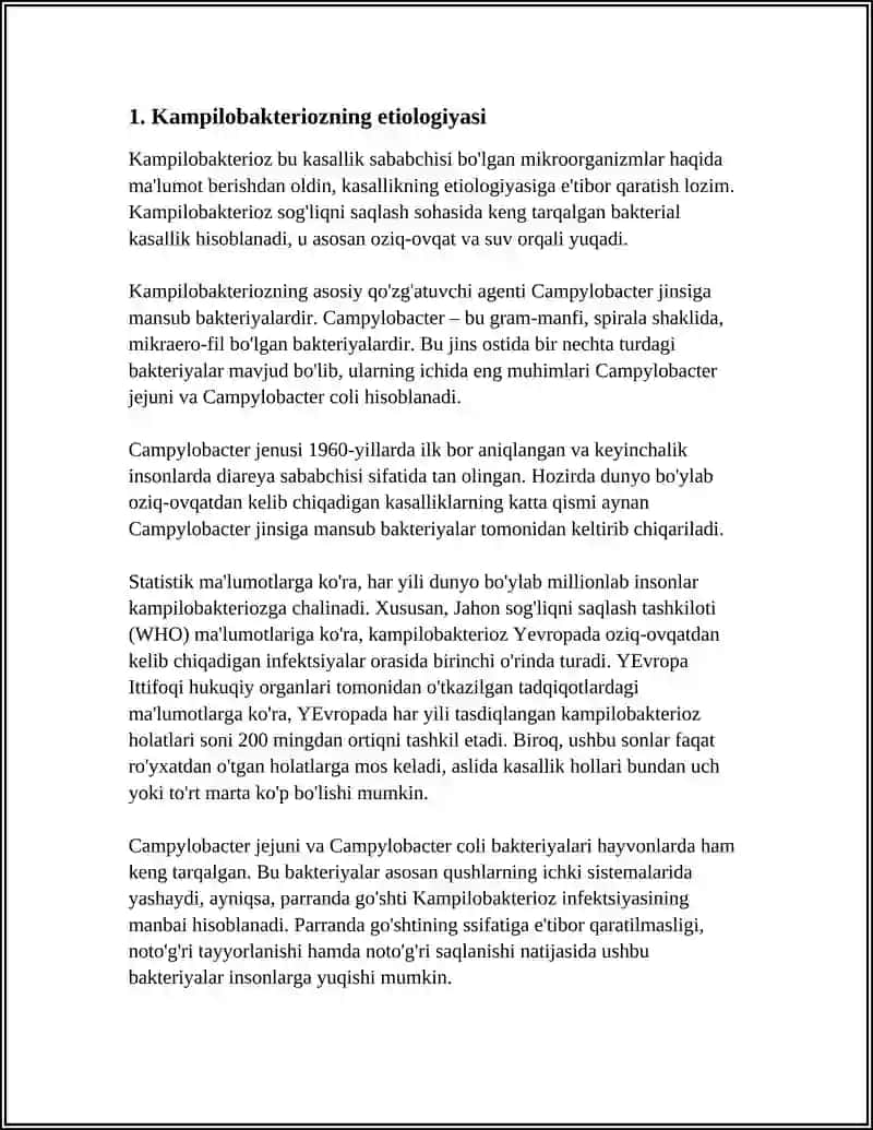 KAMPILABAKTERIOZ. ETIOLOGIYASI, EPIDEMIOLOGIYASI, KLINIKASI, DAVOLASH VA PROFILAKTIKASI 3