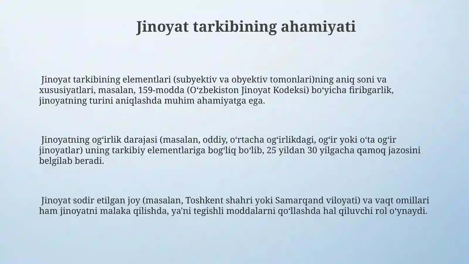 Jinoyat tarkibining jinoyatni tasniflashdagi ahamiyati 3