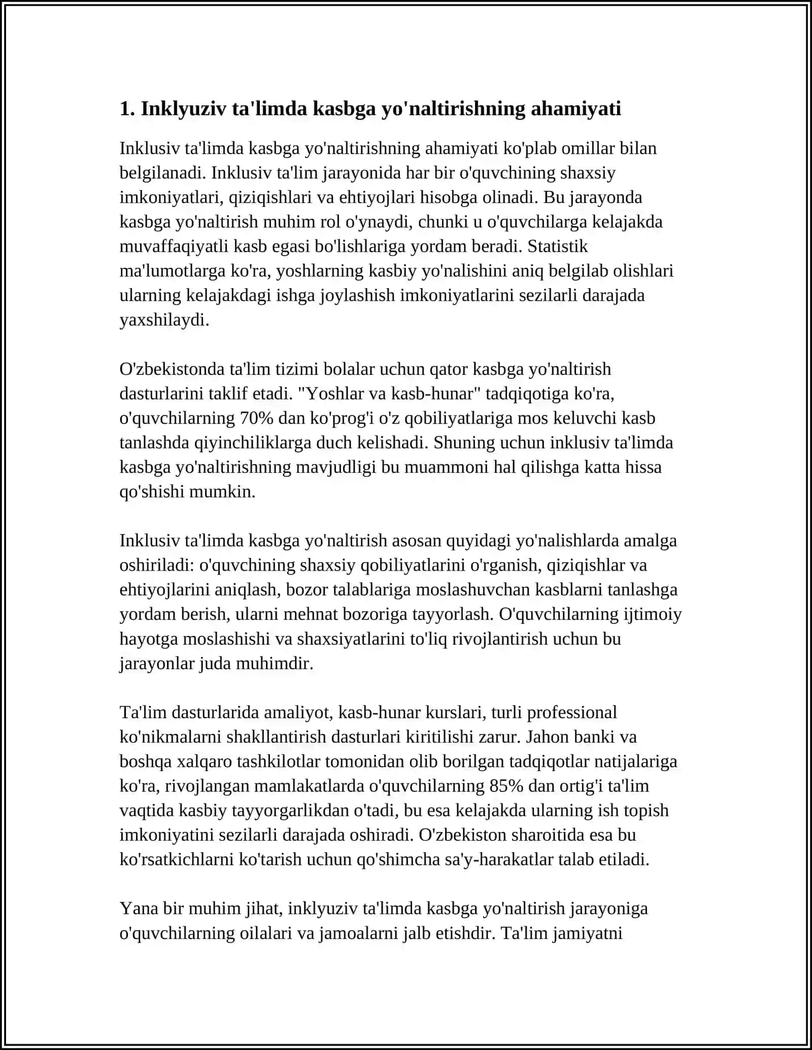 INKLYUZIV TA'LIMDA O'QUVCHILARNI KASBGA YO'NALTIRISH MASALASI 3
