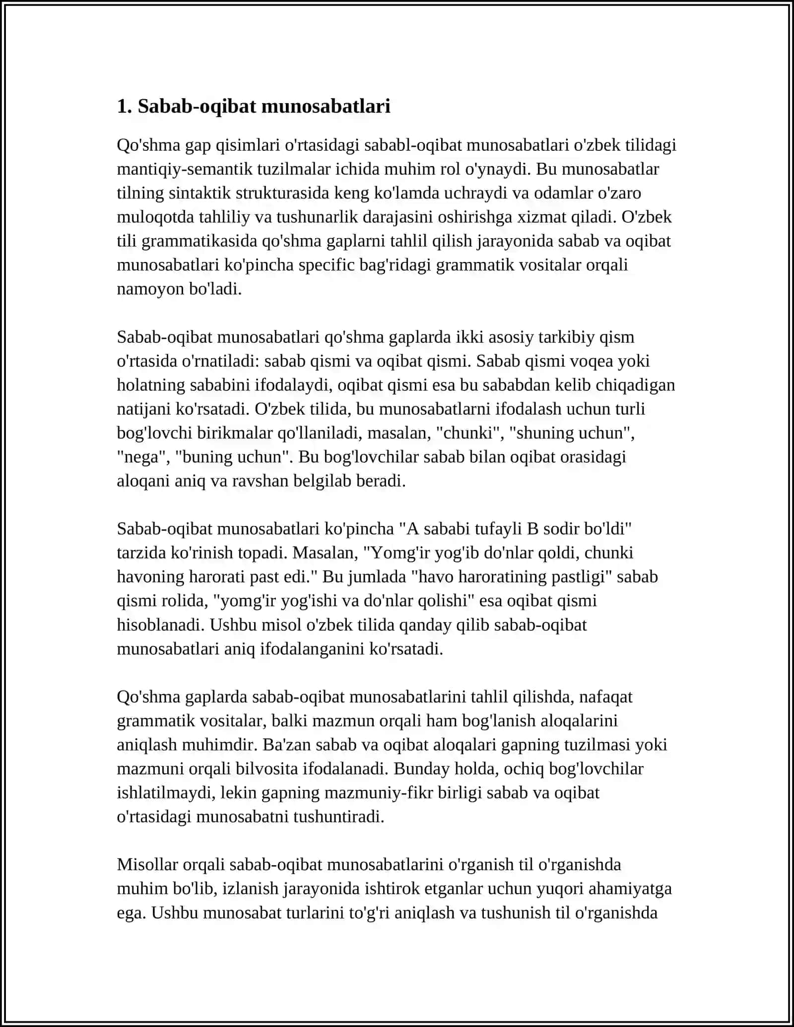 QO'SHMA GAP QISMLARI O'RTASIDAGI MANTIQIY-SEMANTIK MUNOSABATLAR 3