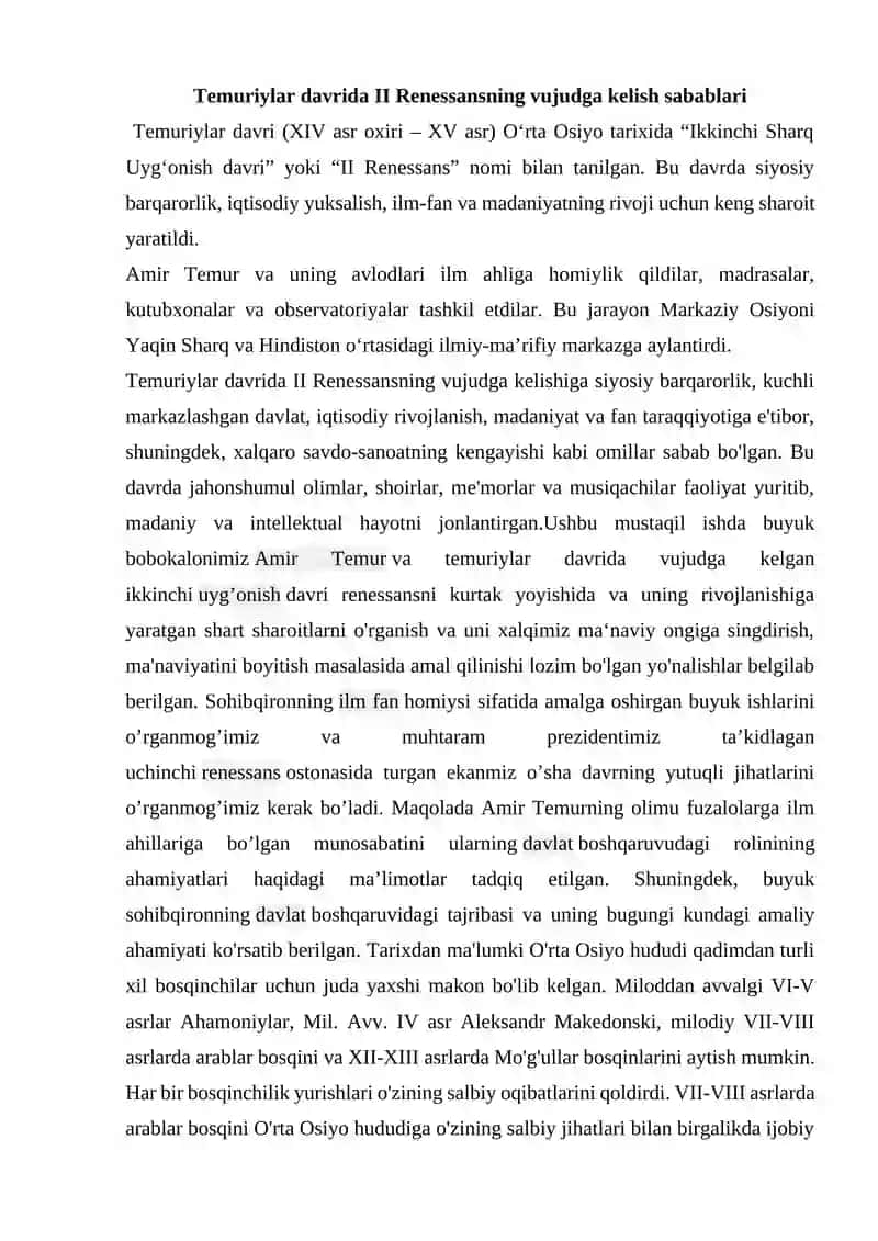 Temuriylar davrida II Renessans: ta’lim-tarbiya va pedagogika g‘oyalari taraqqiyoti 3