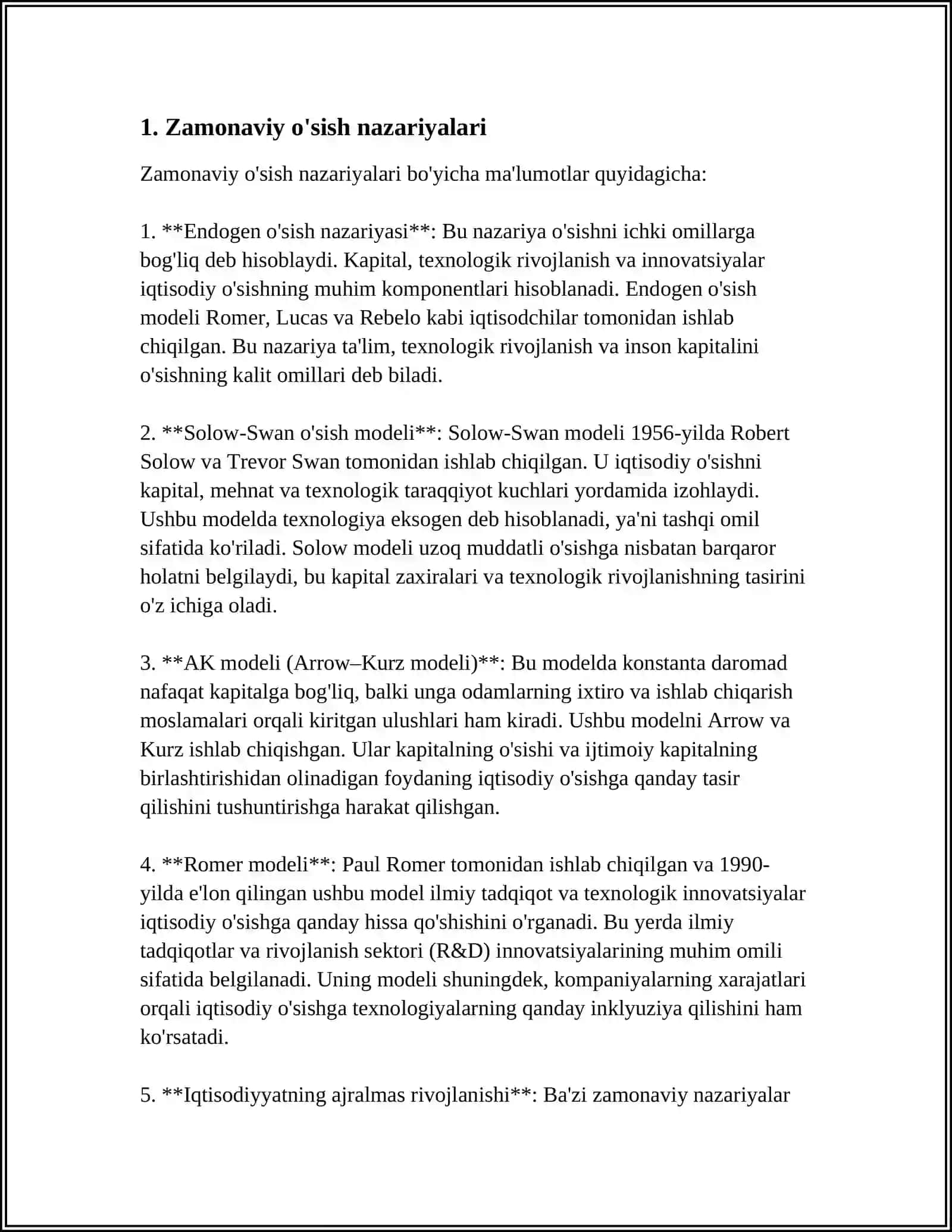 ZAMONAVIY IQTISODIY O'SISH MODELLARI,IQTISODIY INDEKSI KO'RSATKICHLARI TIZIMI 3