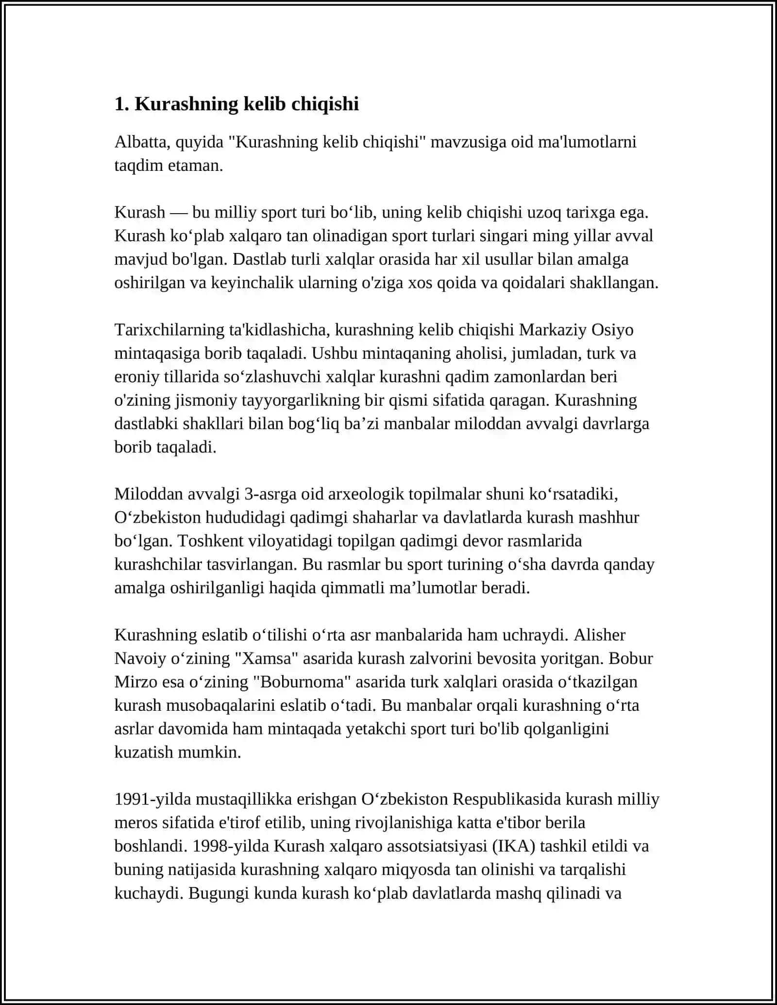 KURASHNING KELIB CHIQISH TARIXI VA RIVOJLANISHI 3