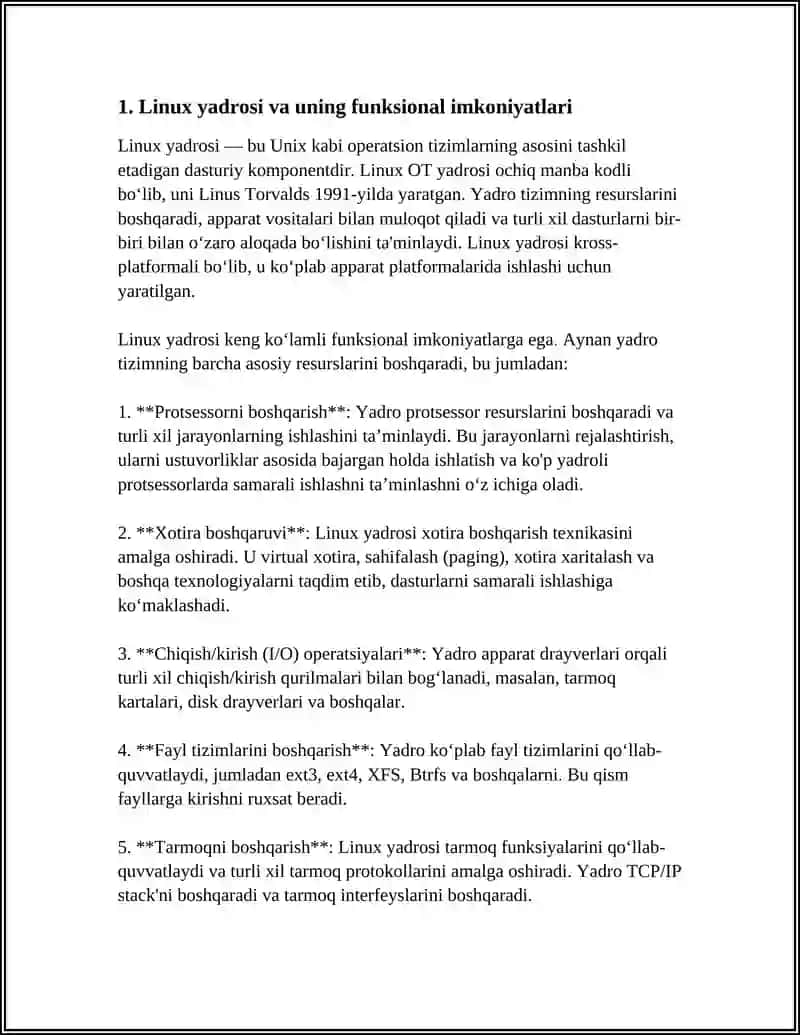 Linux OT talqinlarning funksional imkoniyatlari va distributivlari 3