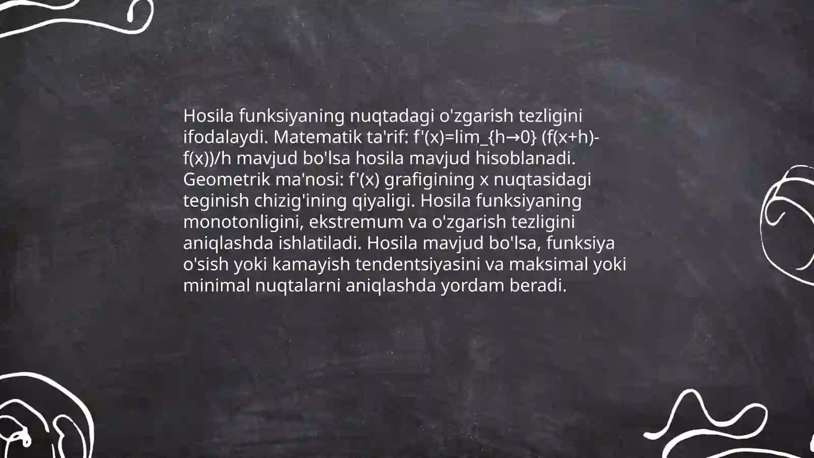 Hosila yordamida funksiyani tekshirish va grafikini yasash 3