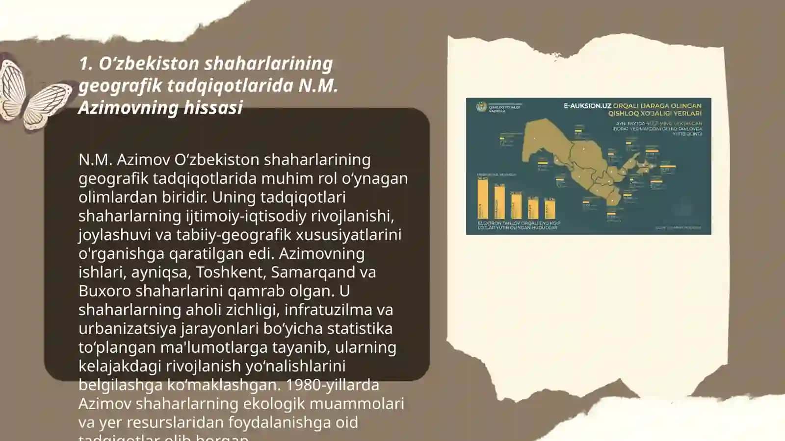 Oʻzbekiston geografiyasida shaharlar geografiyasi faniga hissa qoʻshgan olimlarning hissasi 3