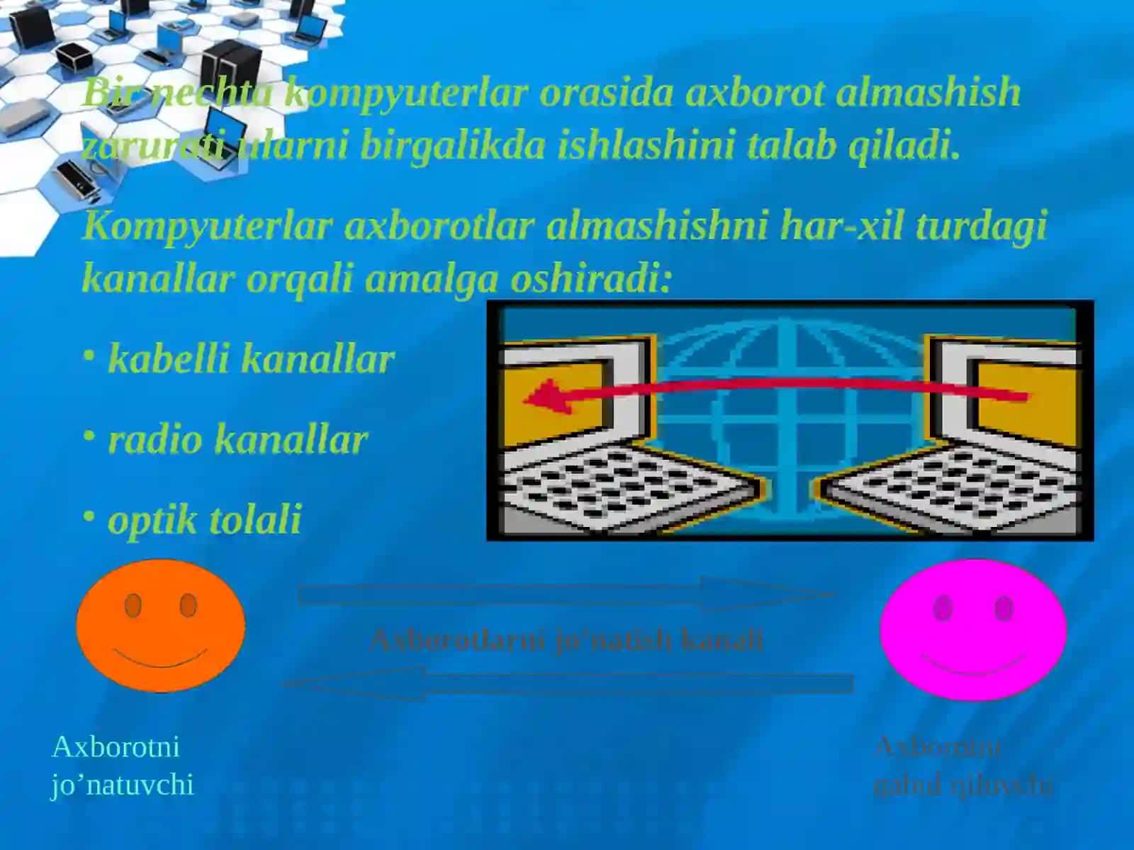 Axborotlarni jo’natish Mahalliy va global kompyuter tarmoqlari 3