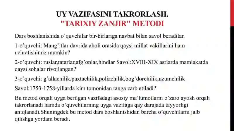 Mang'itlar davrida ilm-fan va madaniyat mikro dars ishlanma 3