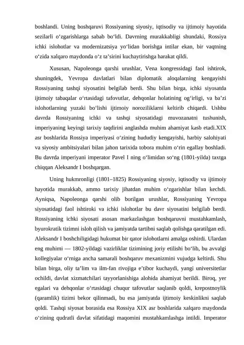 XIX asr Rossiyaning ichki va tashqi siyosati 3