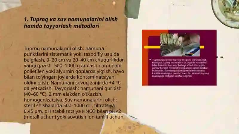 Tuproq va suv namunalarini olish hamda tayyorlash metodlari 3
