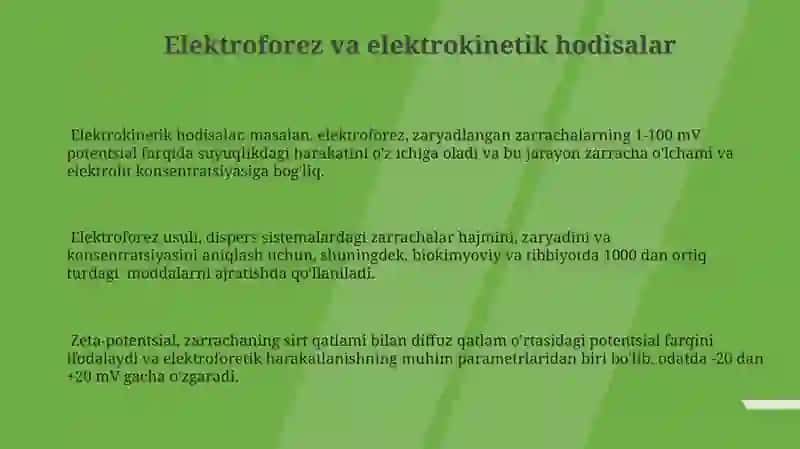 Elektroforez va Elektrokinetik Hodisalar 3
