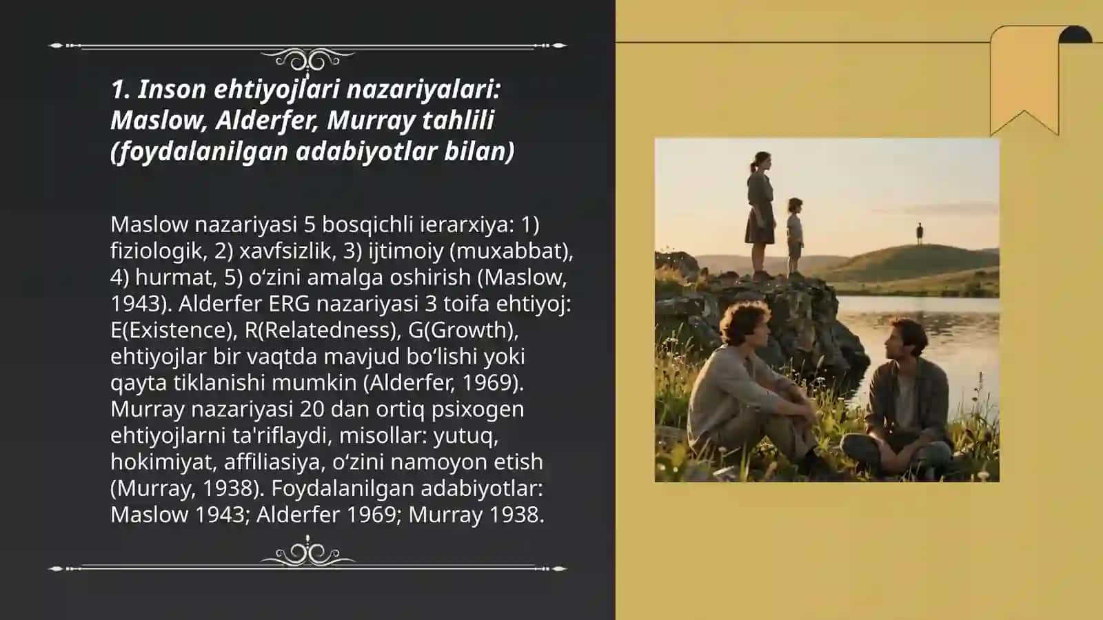 Inson ihtiyojlari va motivlarning xilma xilik tabiati foydanilgan adabiyotlar bilan 3