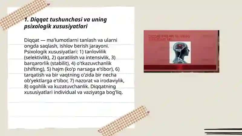 Diqqat psixologiyasi va uning nerv-fiziologik asoslari 3