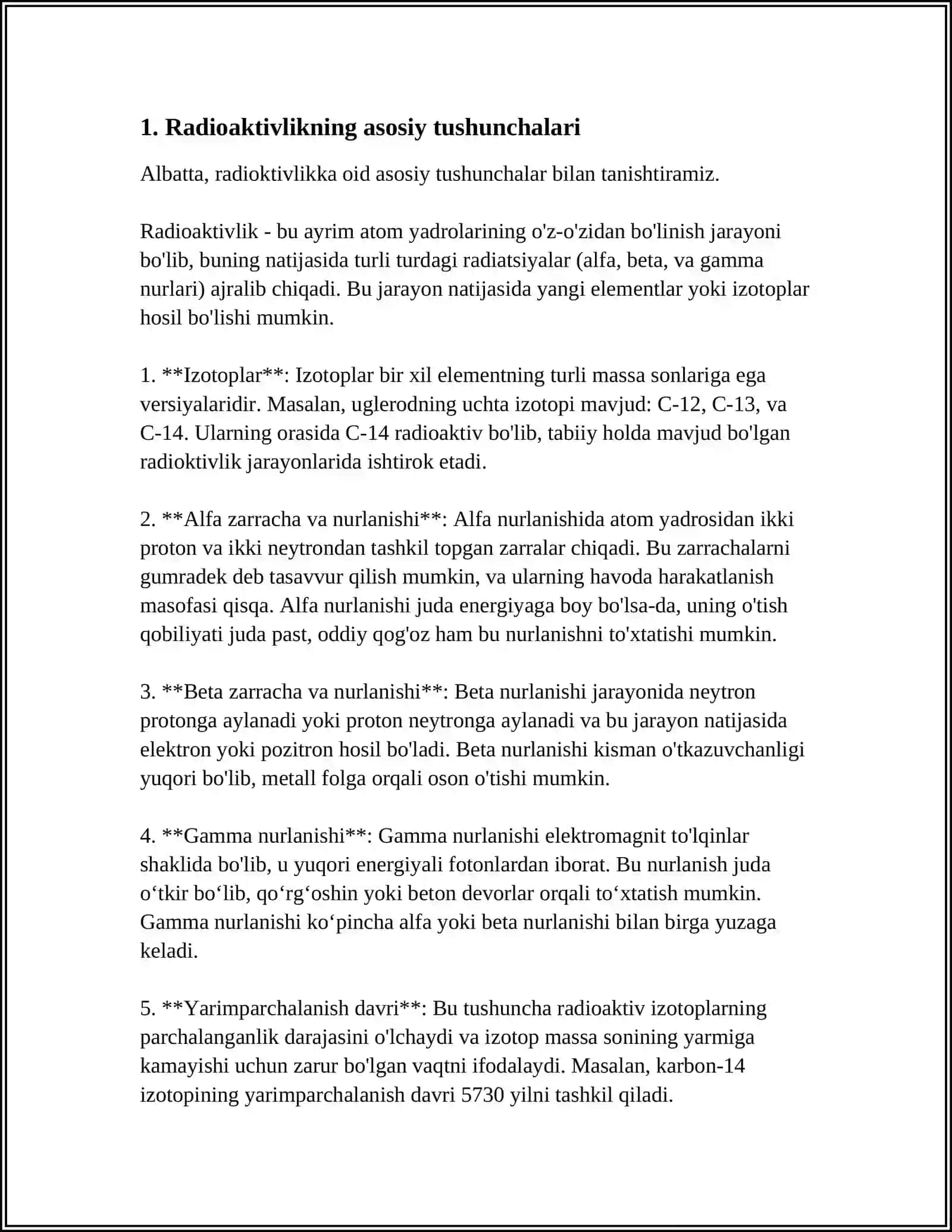 RADIOAKTIVLIK KASHF ETILISHI. ATOM ENERGITIKASIDAN FOYDALANISH 3