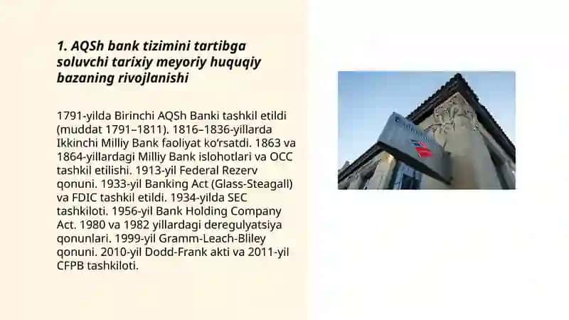 AQSh bank faoliyatini tartibga solish meyoriy huquqiy asoslari va zamonaviy sharoitda ahamiyati 3