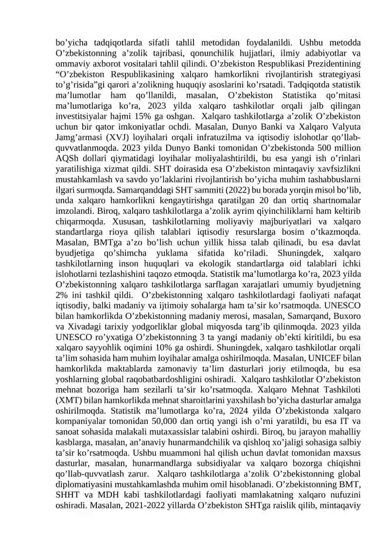 O’ZBEKISTON RESPUBLIKASINING XALQARO TASHKILOTLARGA A’ZO BO’LISHI 3