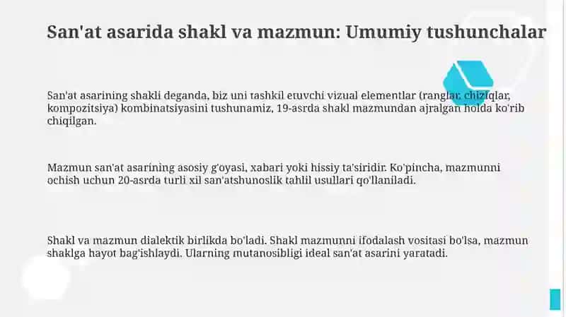Badiiy asarda shakl va mazmun 3