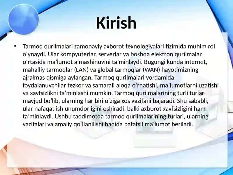 Tarmoq qurilmalari va ularning vazifalari 3
