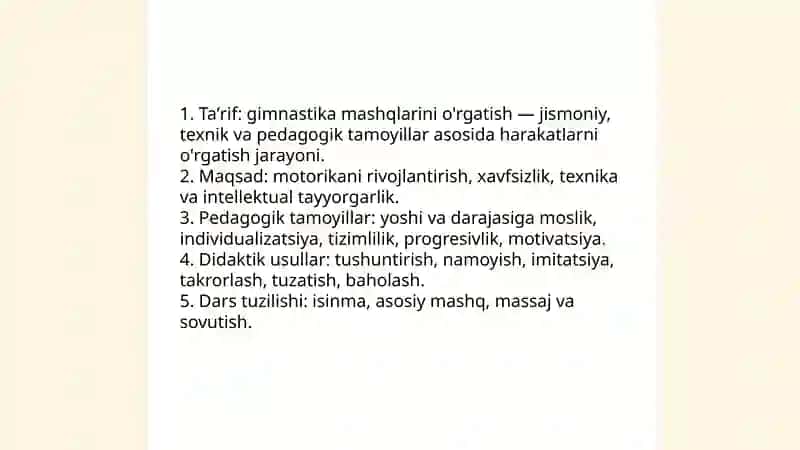 Gimnastika mashqlarini o'rgatish metodikasi 3