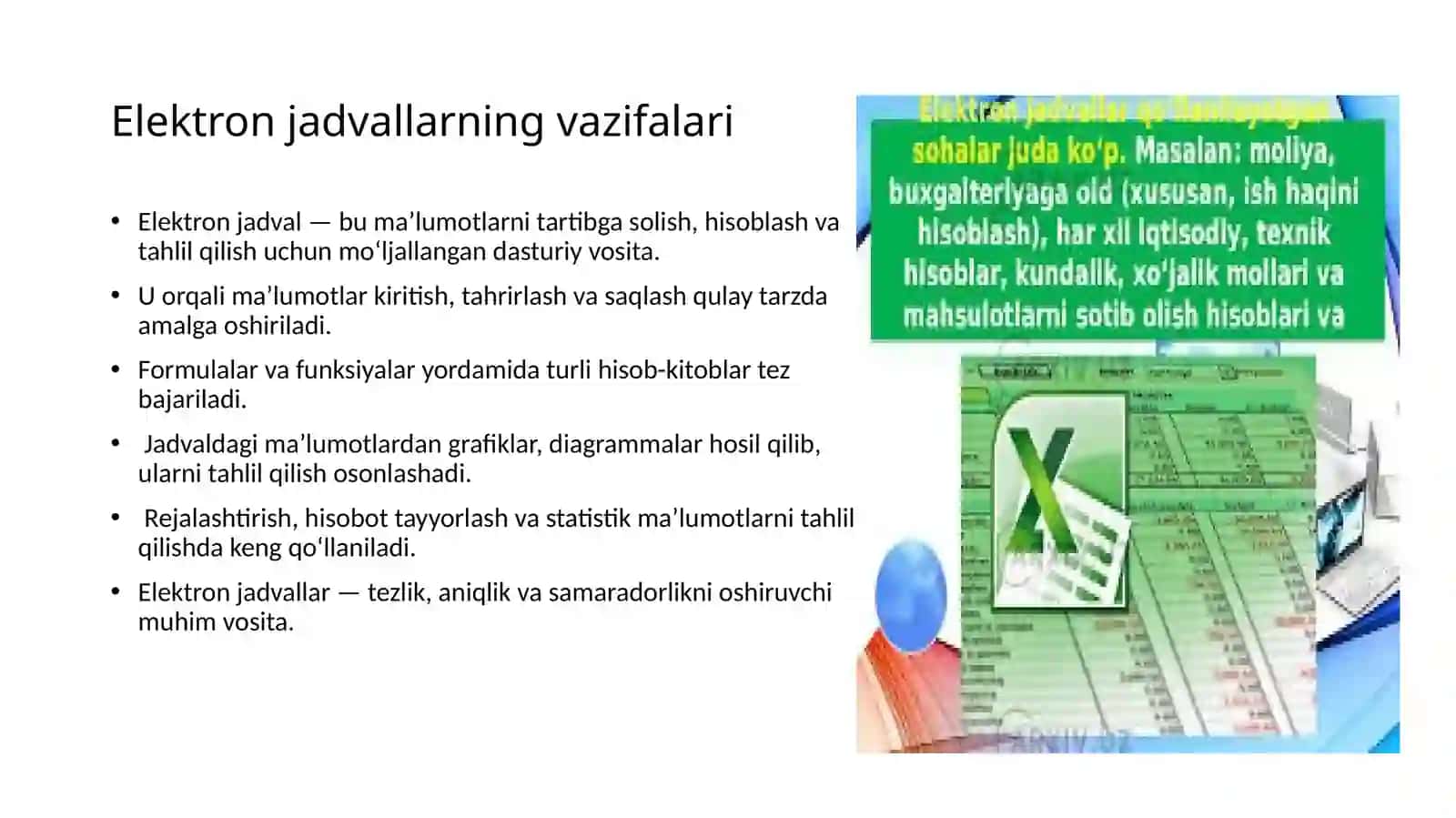 STATISTIK MA’LUMOTLARNI ELEKTRON JADVALLAR YORDAMIDA QAYTA SARALASH. MA’LUMOTLARNI TAXLIL QILISH 3