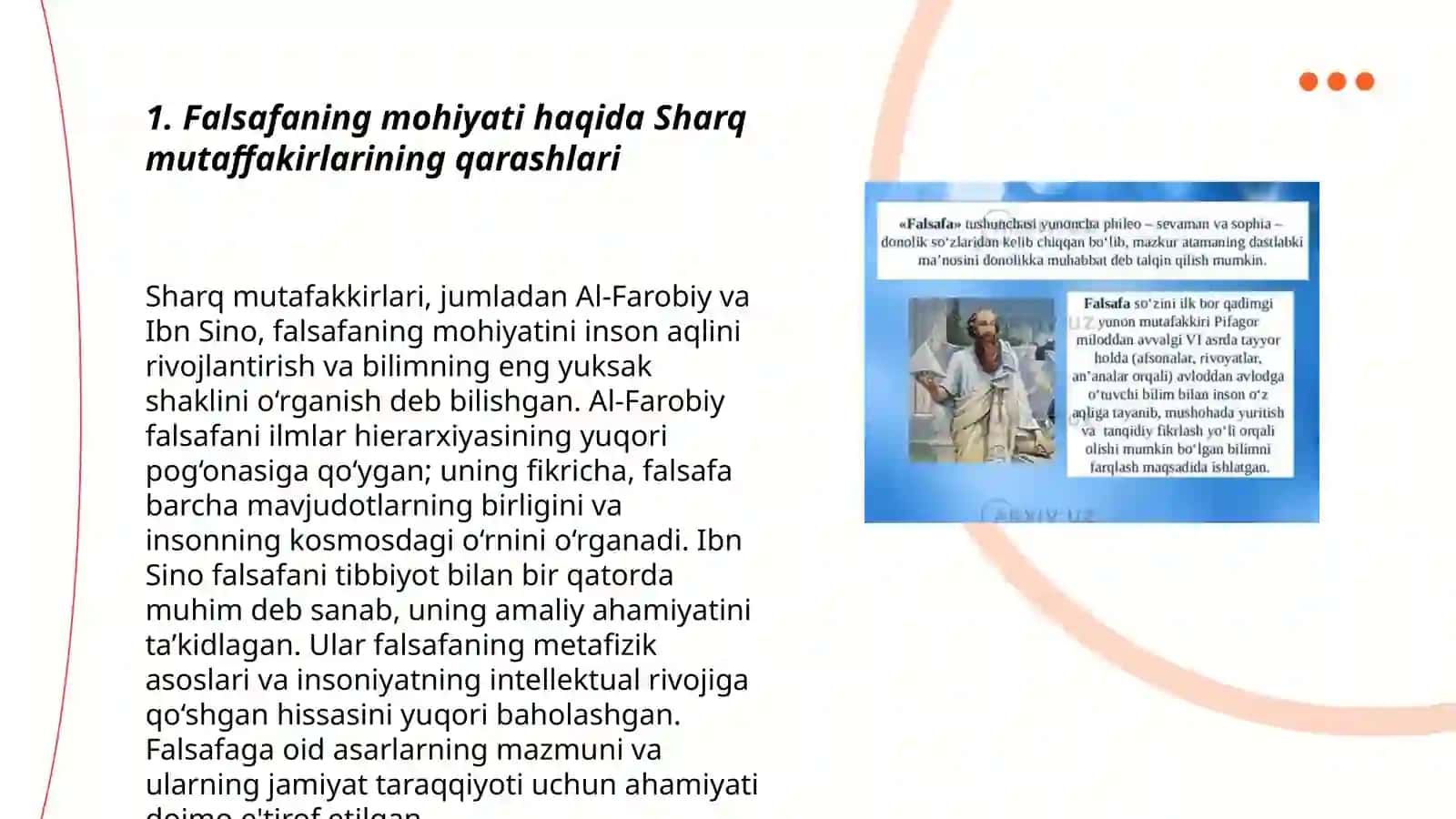Falsafaning mohiyatiga oid Sharq va Ğarb mutaffakirlari tariflarini tasniflash 3