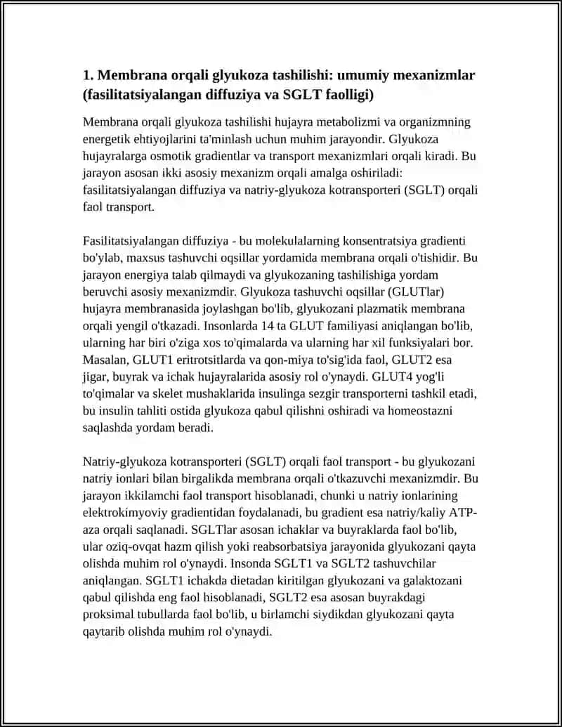 GLYUKOZANI MEMBRANA ORQALI O'TKAZILISHI 3