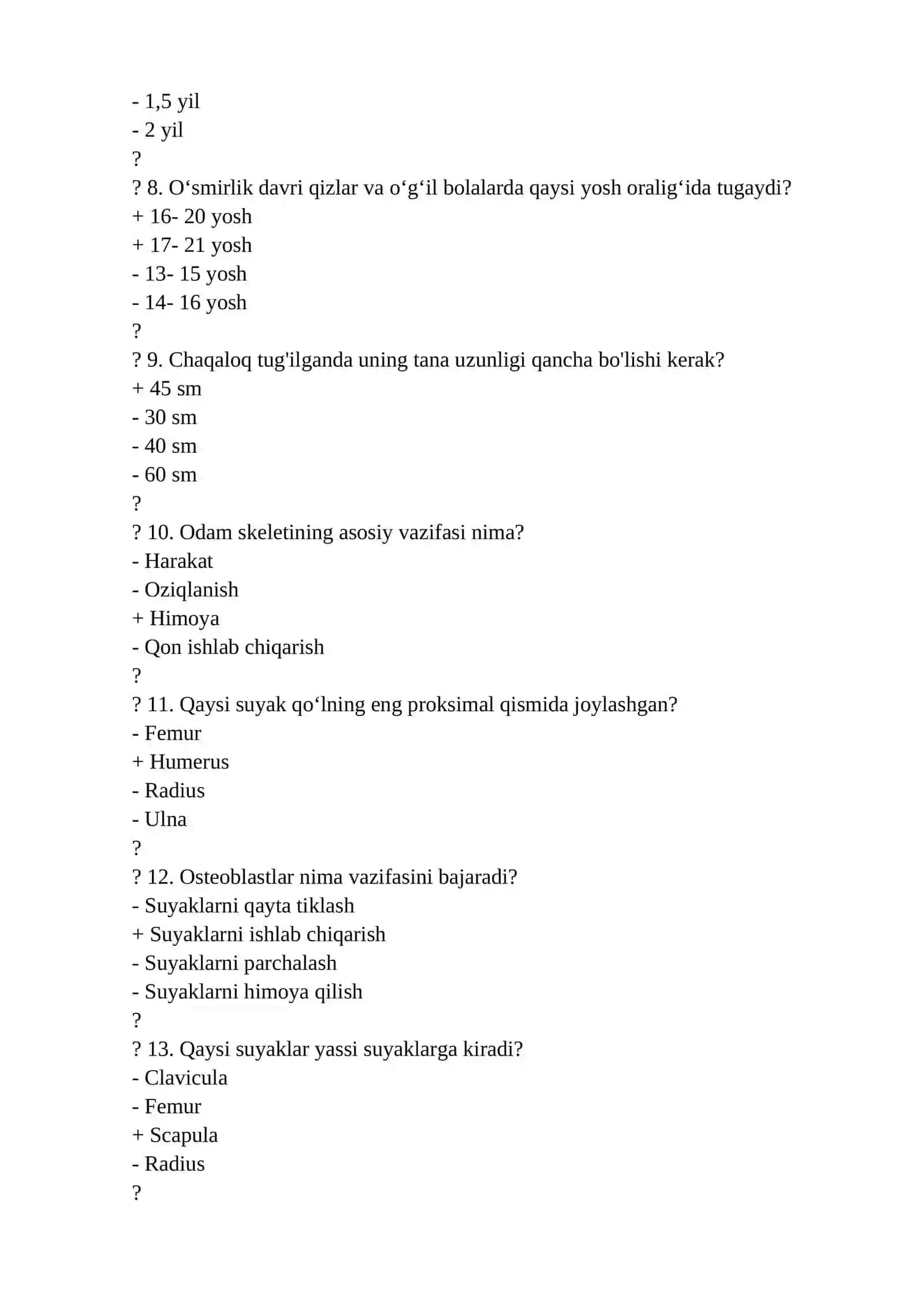 ANATOMIYA TEST SAVOLLARI 3