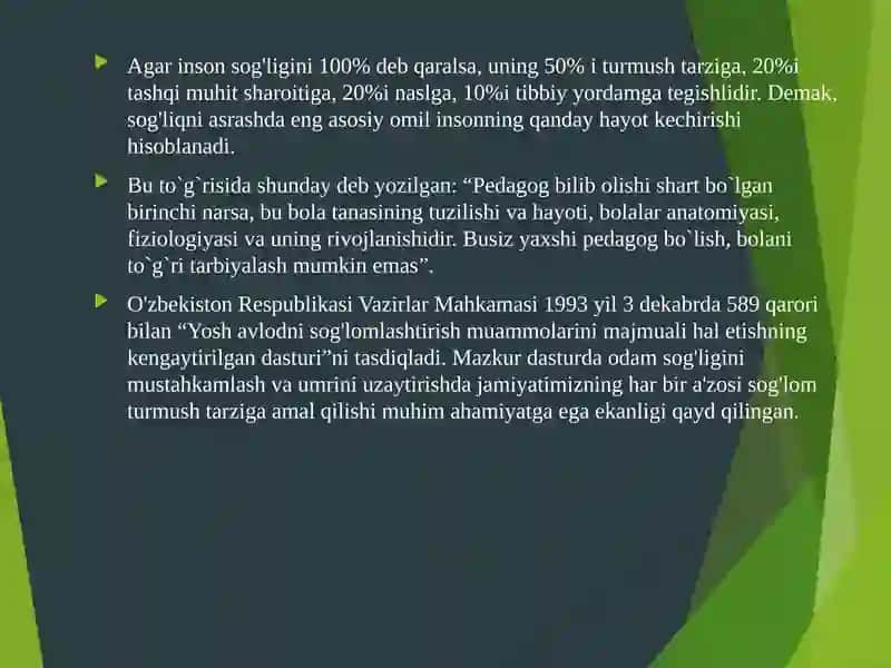 Ma’ruza. Kirish. Osish va rivojlanishning umumiy qonuniyatlari 3