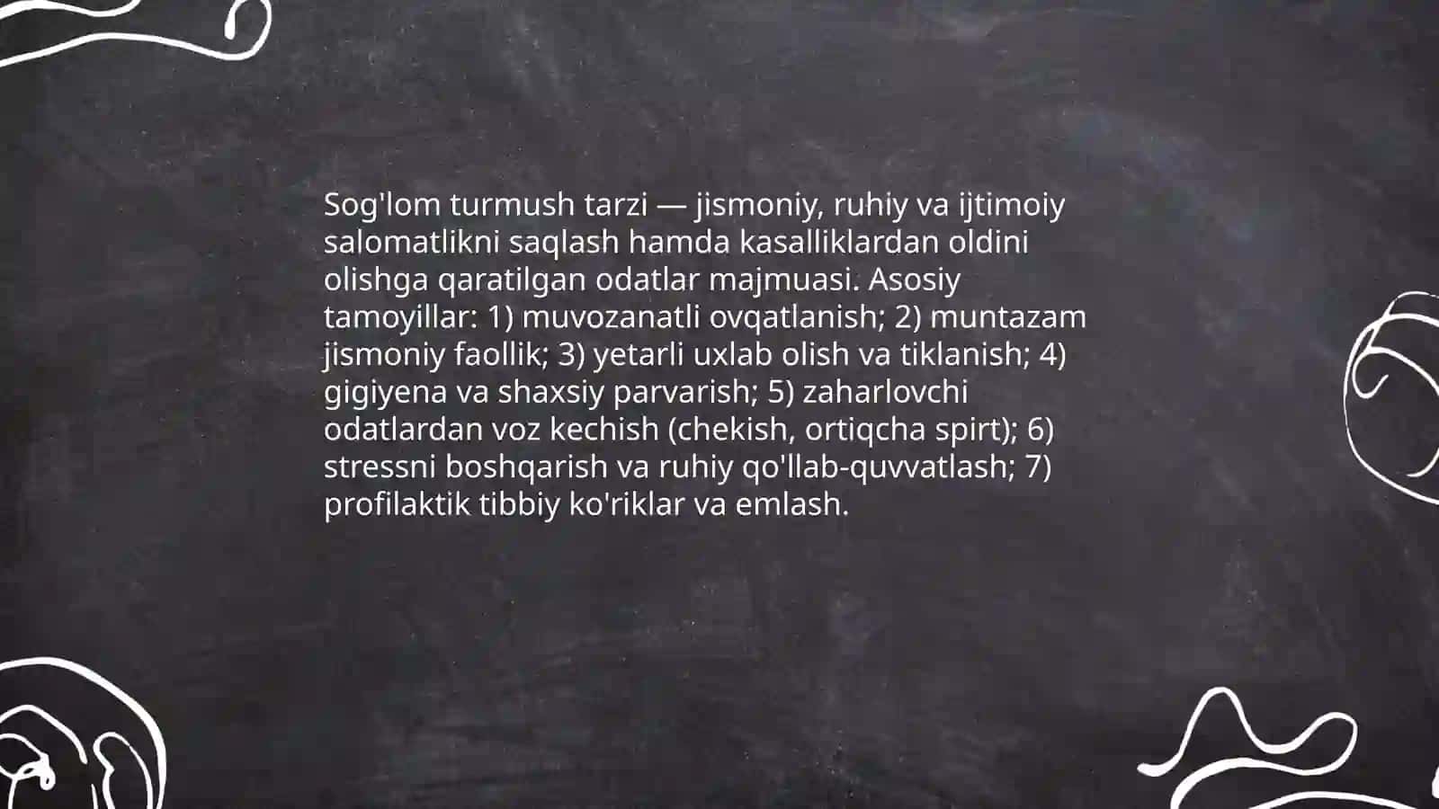 Sog'lom turmush tarzi va uning salomatlikni shakllantirishdagi ahamiyati, omillari va kategoriyalari 3