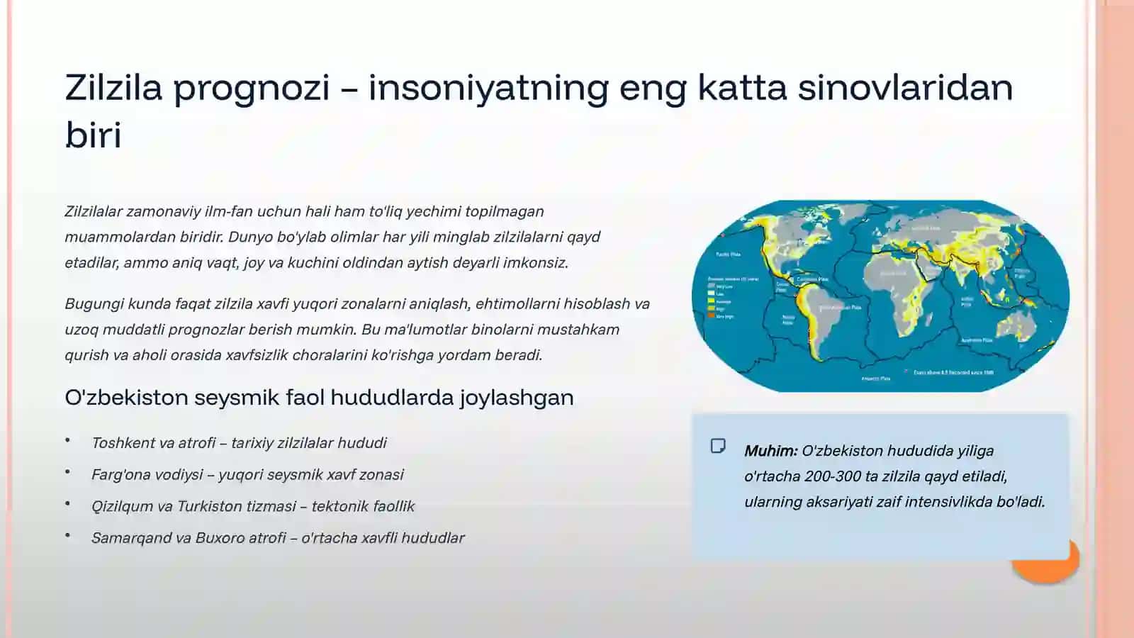 Zilzilani prognozlashga O'zbek olimlarining hissasi 3