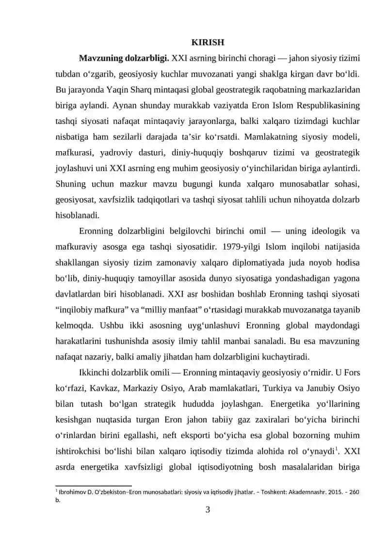 XXI asr birinchi choragida eron islom respublikasing tashqi siyosati 3