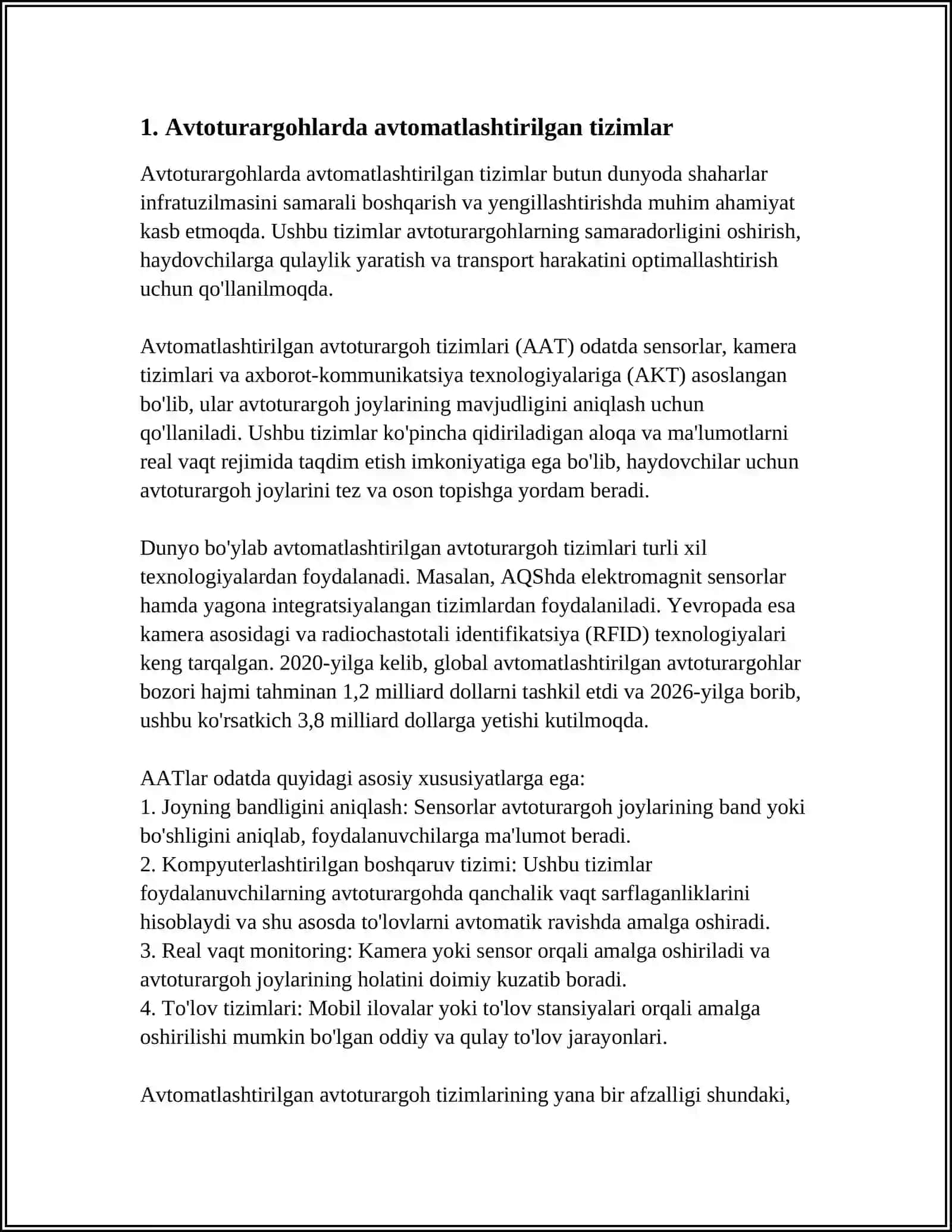 AVTOSTOYANKALARDA AVTAMATLASHTIRILGAN SITYANKALARNI QÒLLASH 3