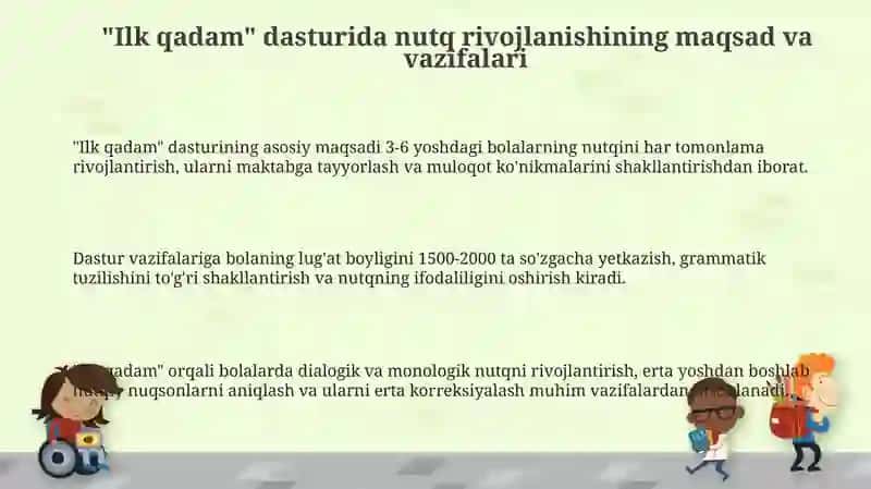 "Ilk qadam" dasturidagi bolalarni nutqini o'stirish 3