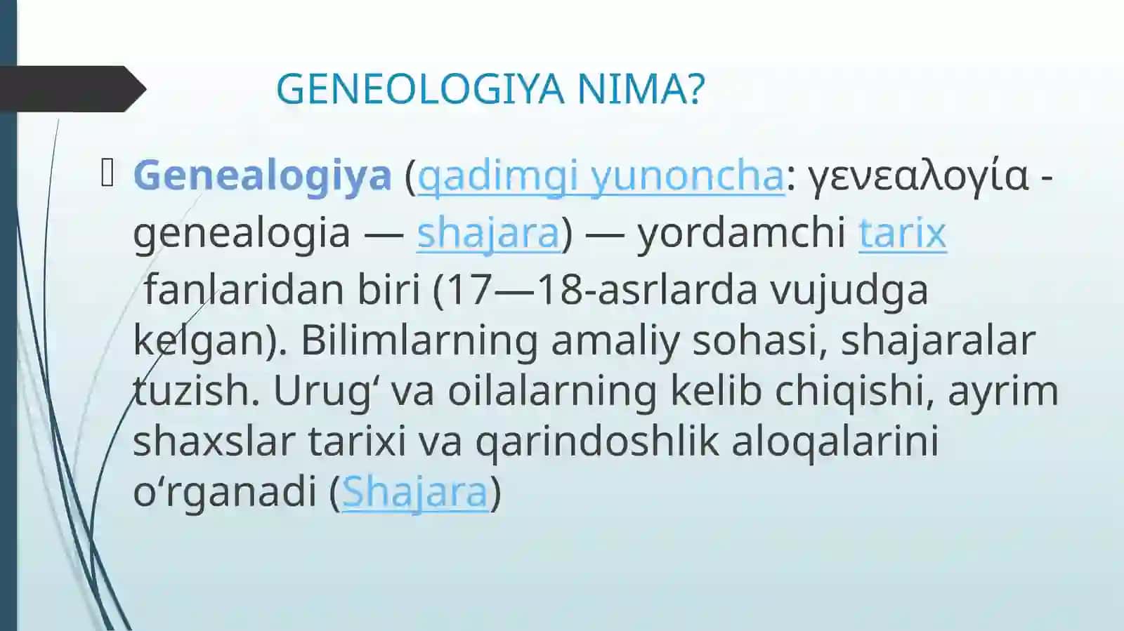 GENEOLOGIK TASNIF ASOSLARI. TILNING MORFOLOGIK TASNIFI 3