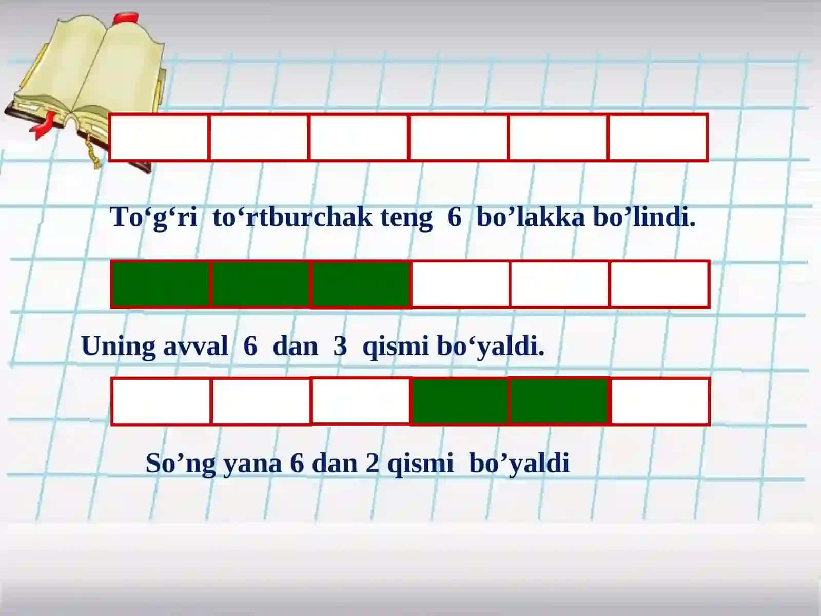 Bir xil maxrajli kasrlarni ayirish 3