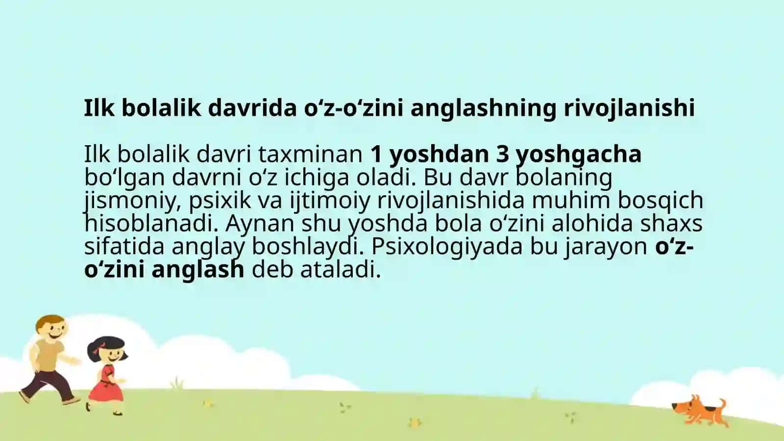 Ilk bolalik davrida o‘z-o‘zini anglashning rivojlanishi va 3 yosh inqirozi 3