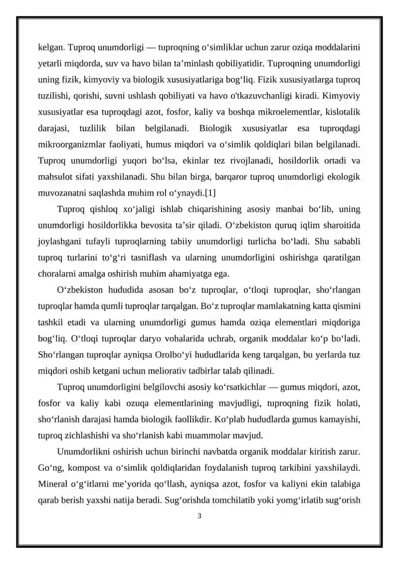 TUPROQ UNUMDORLIGINI OSHIRISH VA TASNIFI 3